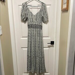 DEVOTED | DEX | Diamond Patterned| Printed |Navy/Black/Cream |Maxi Dress |Size S